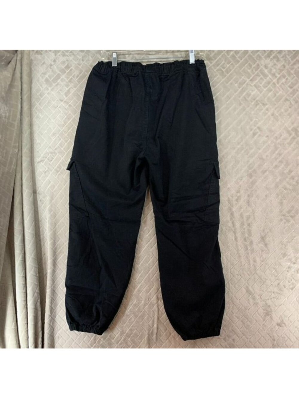No Boundaries Pants Women L Black Cargo Jogger Elastic Waist High Rise Goth Rave - Picture 7 of 8